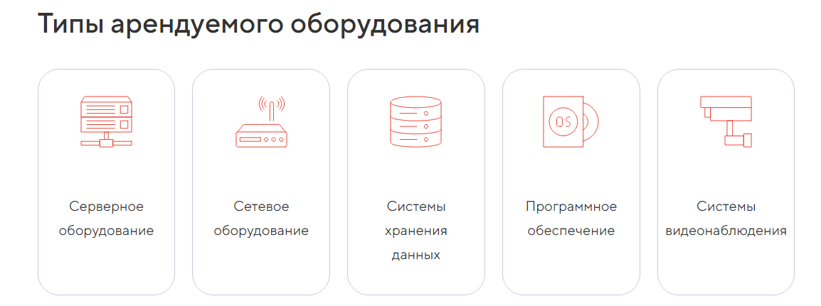 типы арендуемого оборудования для HaaS на MerliOnCloud